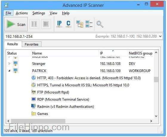 برنامج فحص الشبكة Advanced IP Scanner