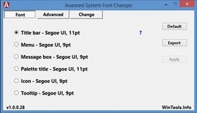 برنامج تغيير خط الويندوز Advanced System Font Changer 1.0.0.284