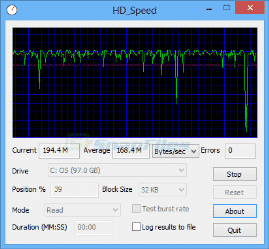 برنامج إختبار ومعرفة سرعة الهارد واليو إس بى HD Speed 1.7.8.1074