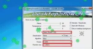 DesktopSnowOK برنامج مجانى لإضافة تأثير تساقط الثلوج لسطح مكتب الكمبيوتر إصدار 3.34