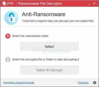 برنامج فك تشفير الملفات المشفرة بفيروسات الفدية Trend Micro Ransomware File Decryptor 1.0.16644
